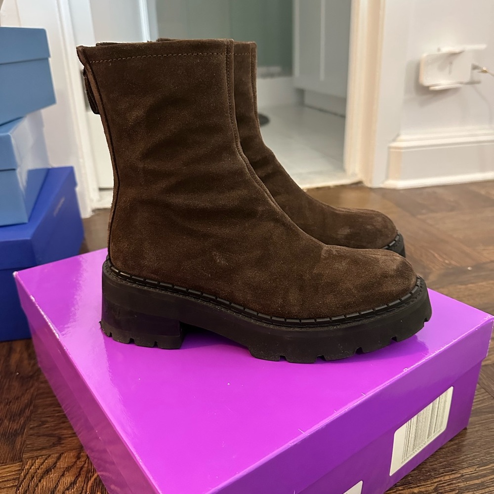 By Far Brown Suede Ankle Boots